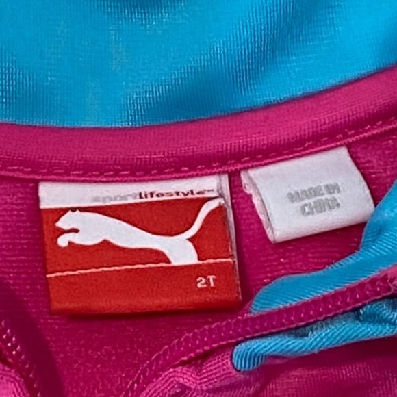 (4-124) Puma Sport Life Style Hot Pink and Blue Zipper Track Sweater - Picture 8 of 13